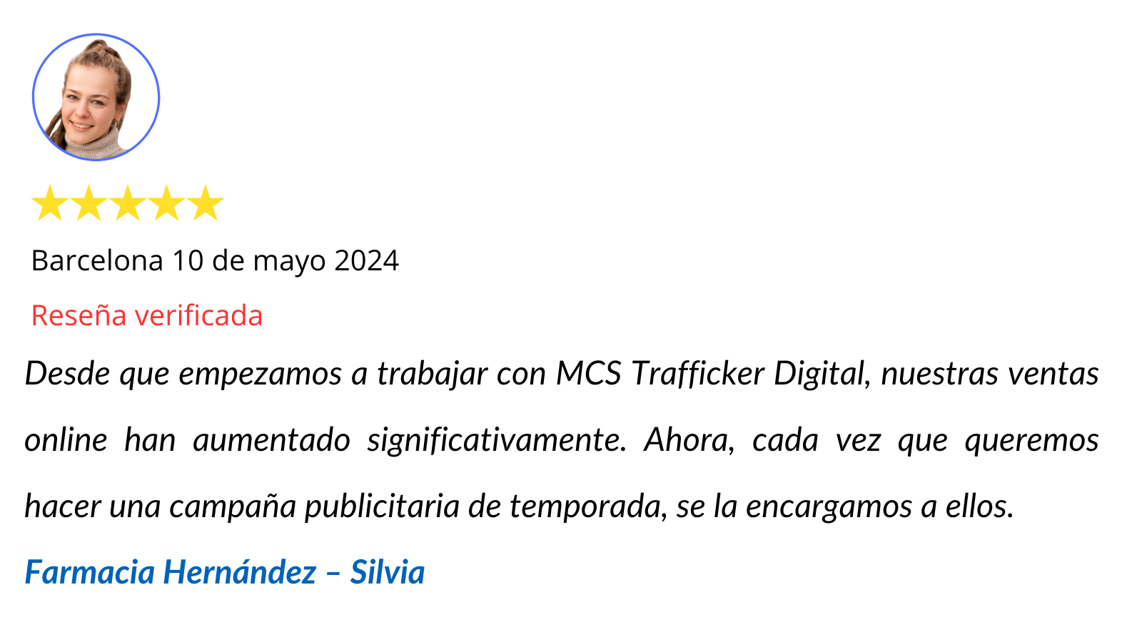 Testimonio reseña cliente satisfecho 2