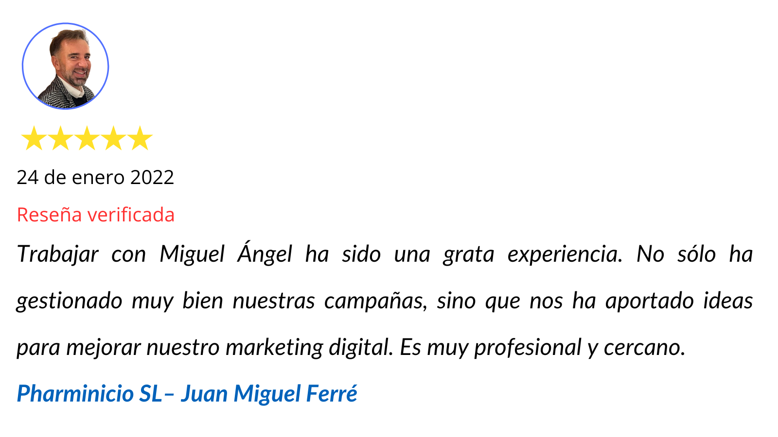 Testimonio reseña cliente satisfecho 4